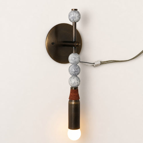 Belvara Marbled-Bead Column Wall Sconce